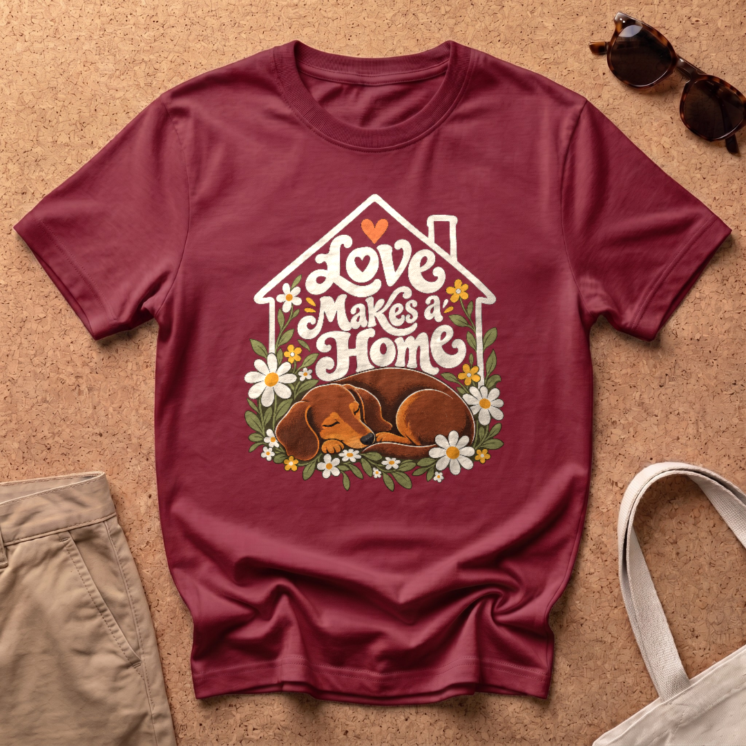 Love Makes Home T-Shirt - Antique Cherry Red