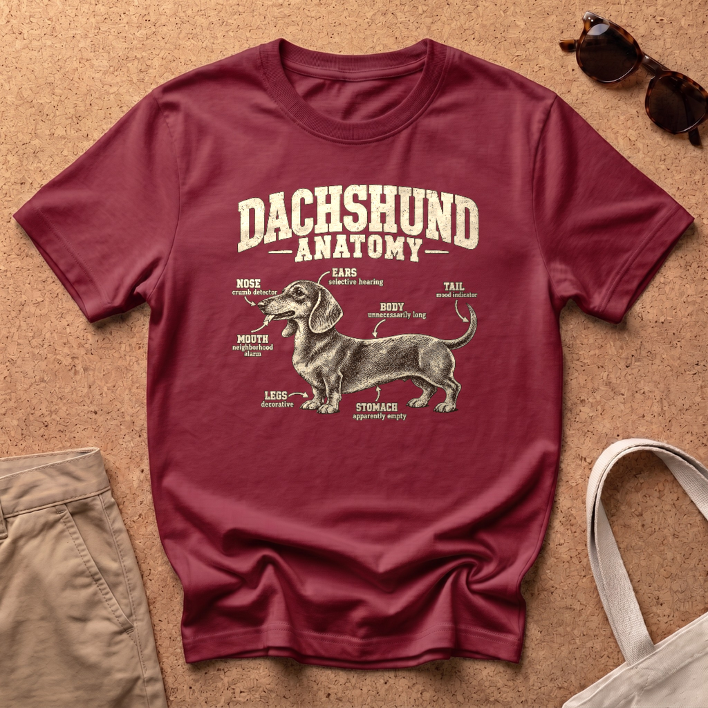 Dachshund Anatomy T-Shirt - Antique Cherry Red