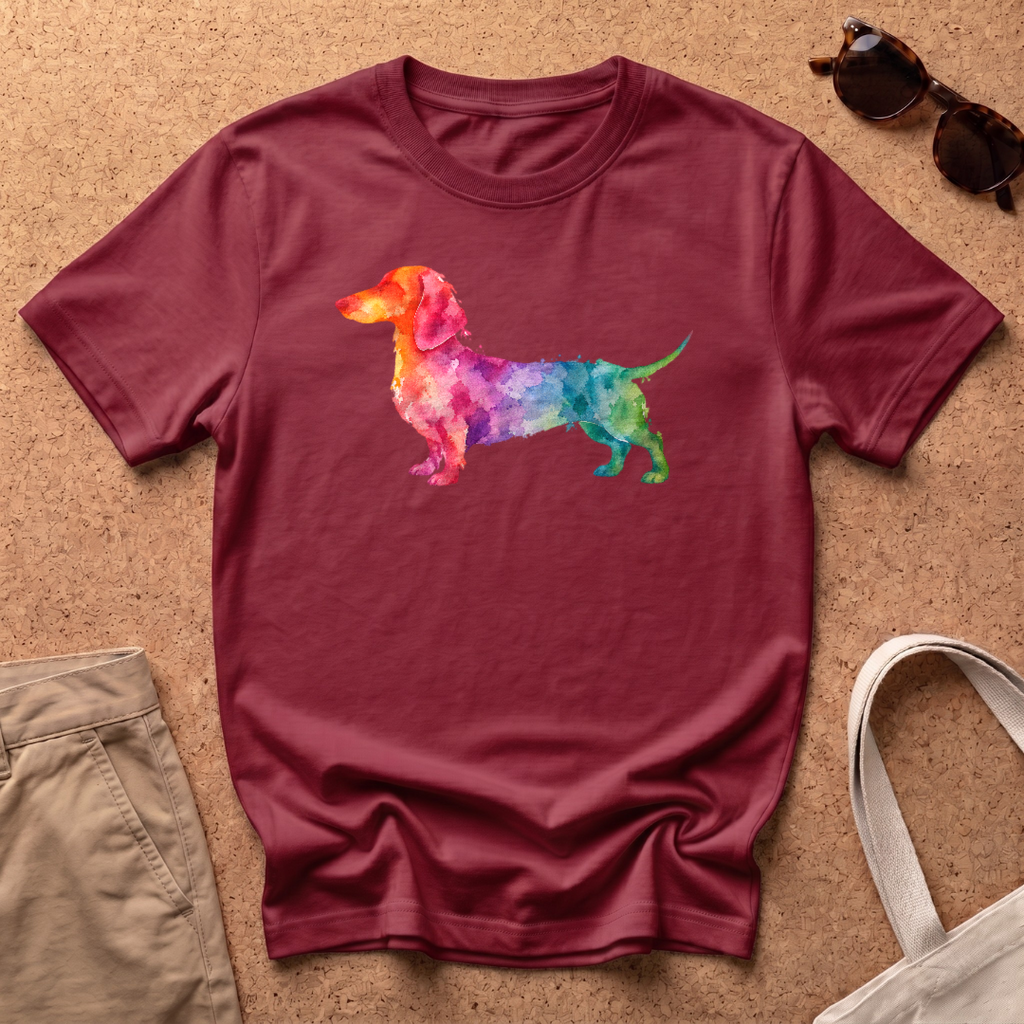 Watercolour Dog T-Shirt - Antique Cherry Red