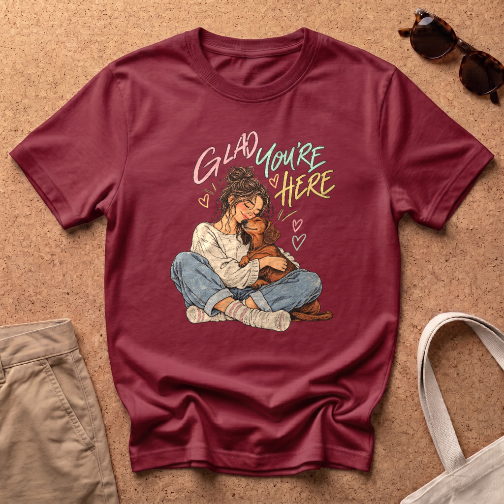 Glad You're Here T-Shirt - Antique Cherry Red