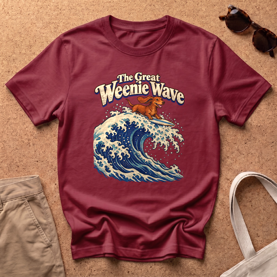 The Great Wave T-Shirt - Antique Cherry Red