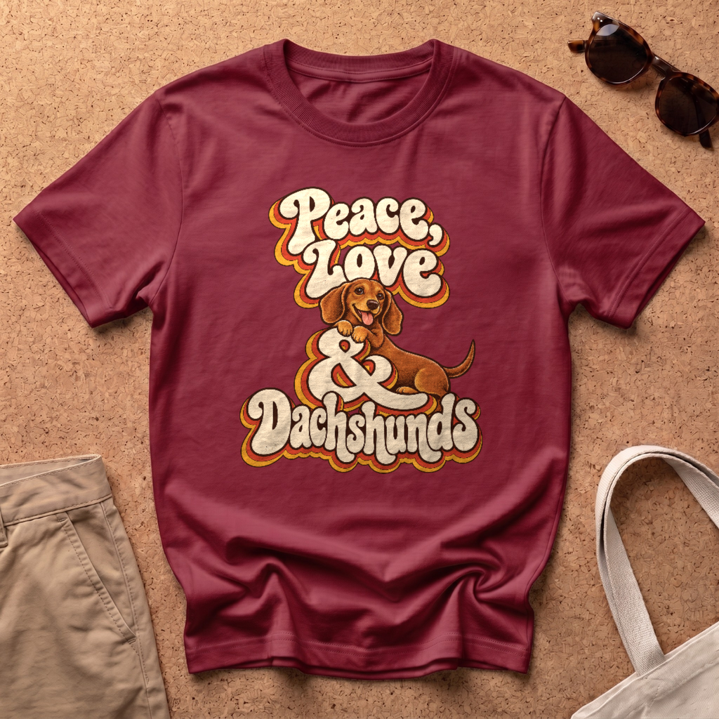 Peace and Love T-Shirt - Antique Cherry Red