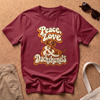 Peace and Love T-Shirt - Antique Cherry Red