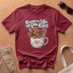 Coffee Doxie Kisses T-Shirt - Antique Cherry Red
