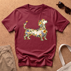 Wildflower Dachshund T-Shirt - Antique Cherry Red