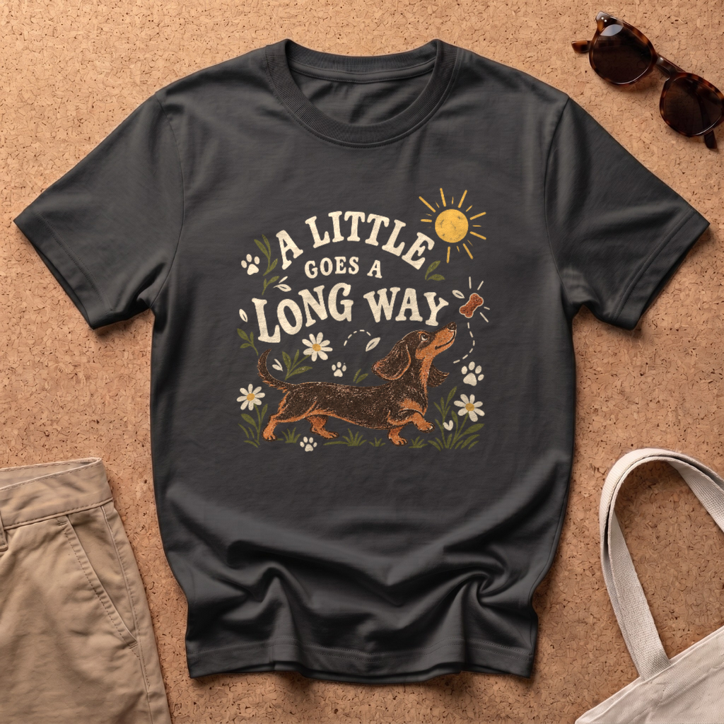 Long Way Dachshund T-Shirt - Black