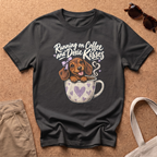 Coffee Doxie Kisses T-Shirt - Black