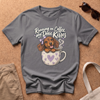 Coffee Doxie Kisses T-Shirt - Charcoal