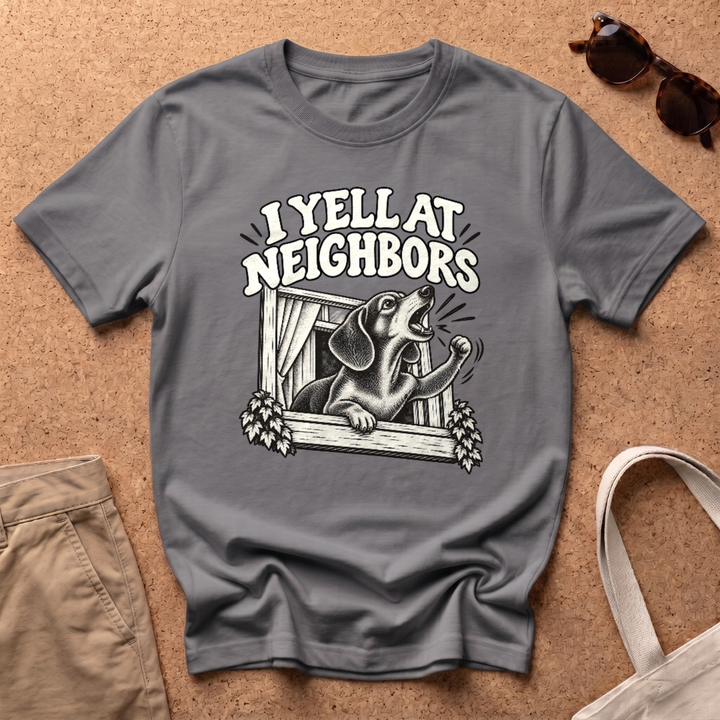 Barking Dachshund Window T-Shirt - Charcoal
