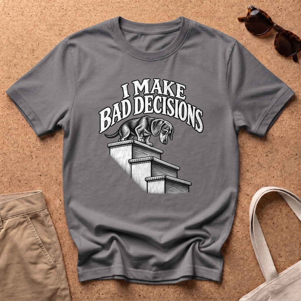 Bad Decisions Stairs T-Shirt - Charcoal
