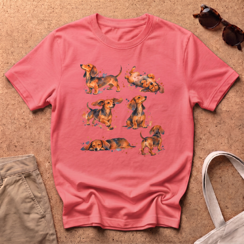 Watercolor Collage T-Shirt - Coral Silk