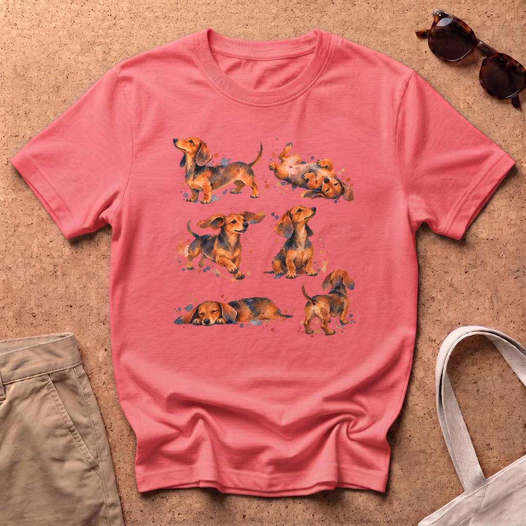 Watercolor Collage T-Shirt - Coral Silk