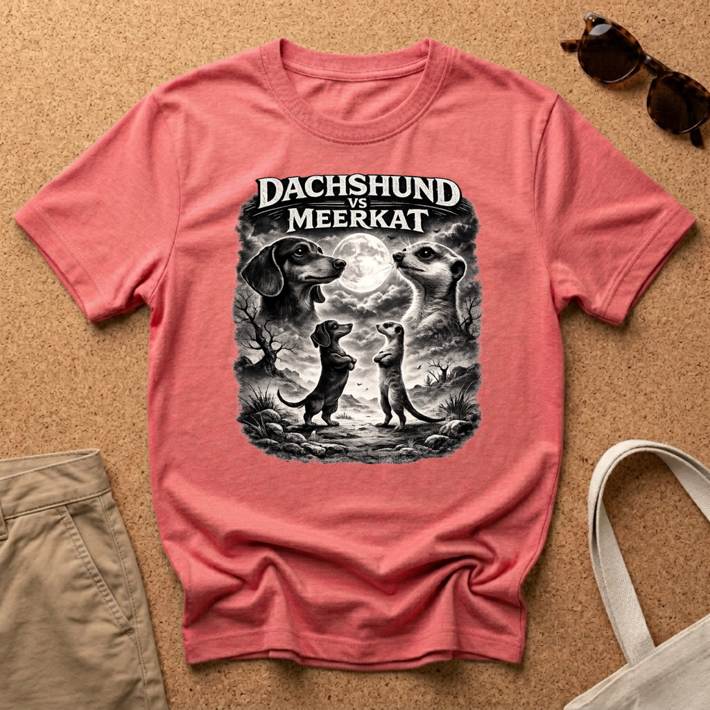 Dachshund vs Meerkat BW T-Shirt