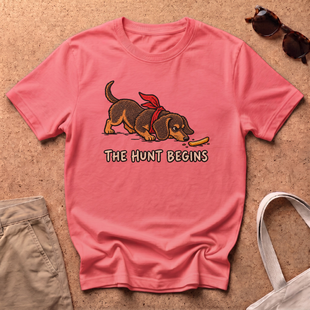 The Hunt Begins T-Shirt - Coral Silk