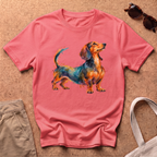 Dachshund Portrait T-Shirt - Coral Silk