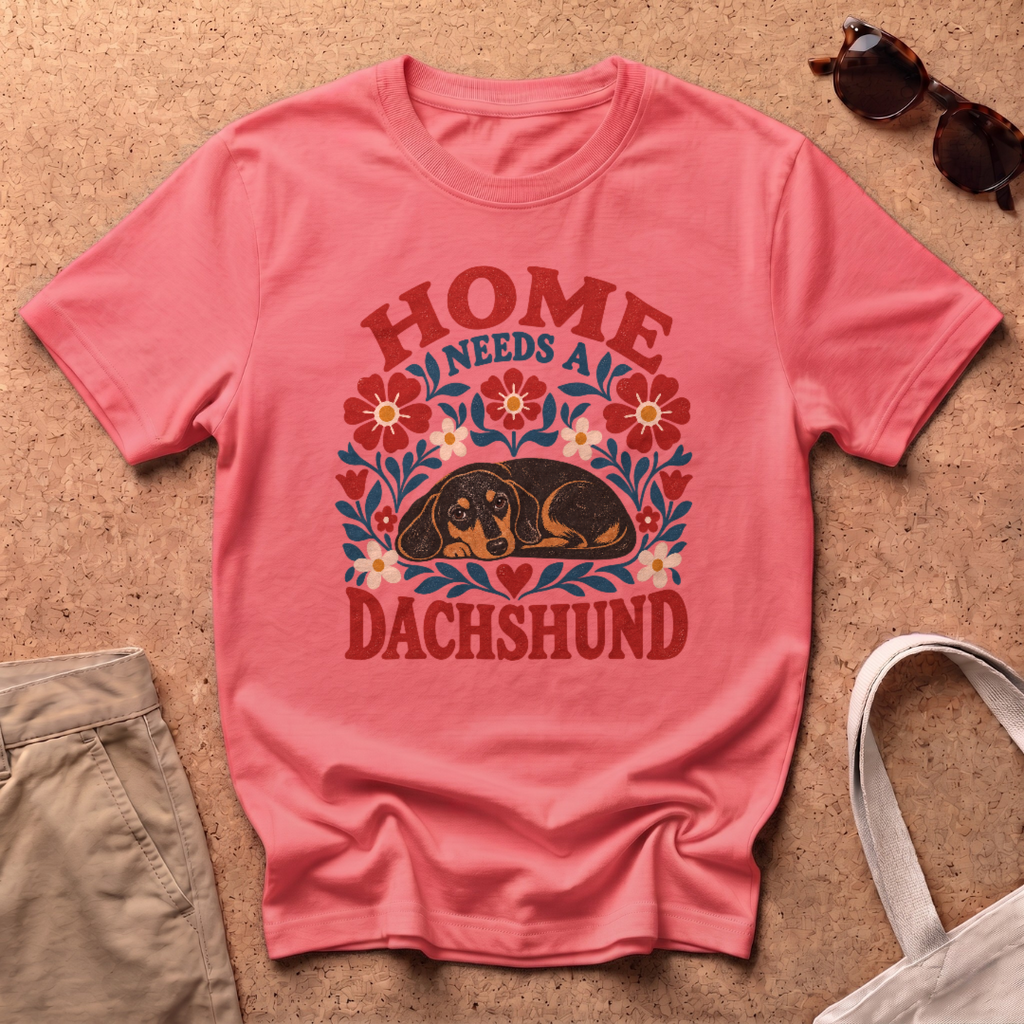 Home Dachshund T-Shirt - Coral Silk