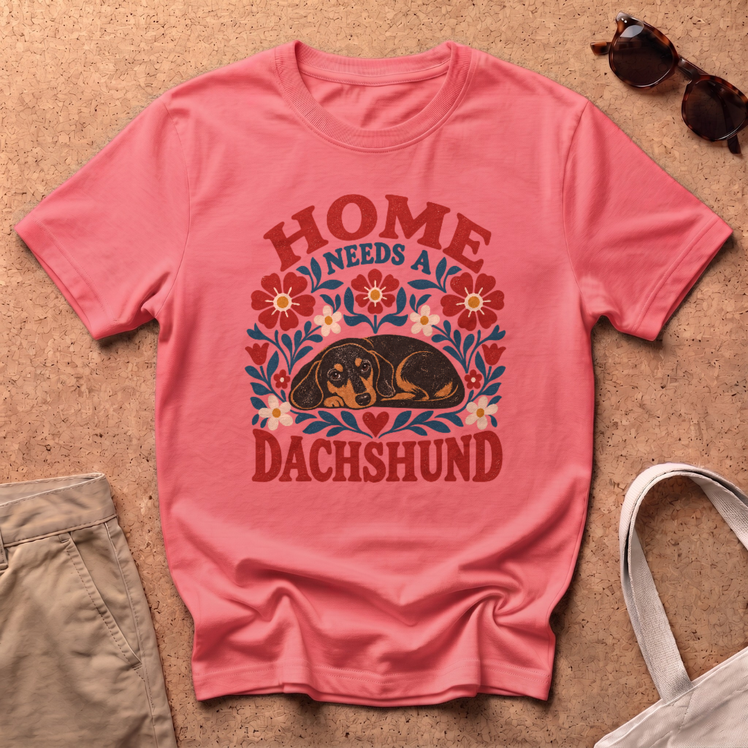 Home Dachshund T-Shirt - Coral Silk