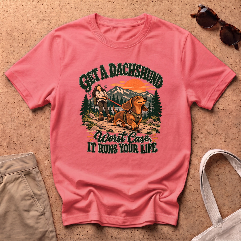 Get Dachshund T-Shirt - Coral Silk