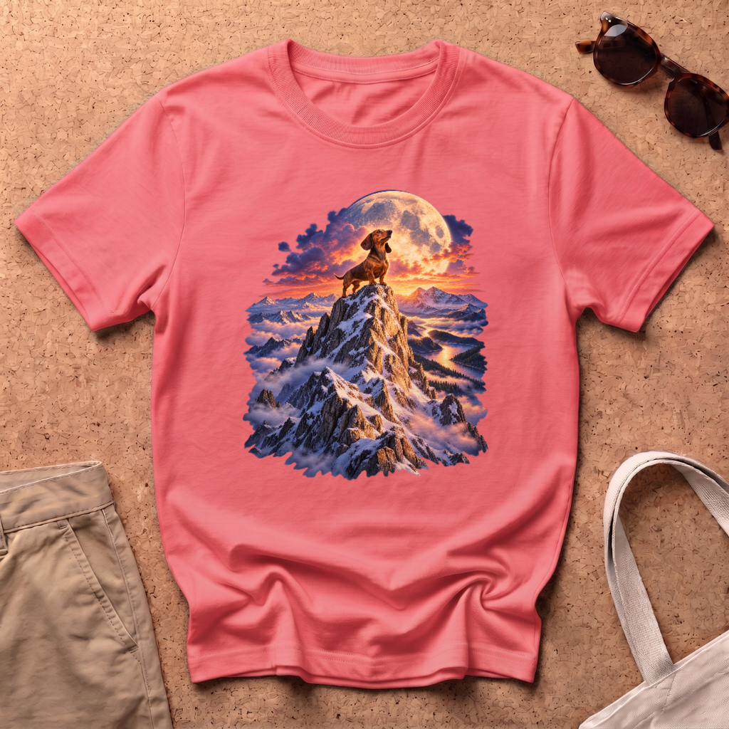 Dachshund King Mountain T-Shirt - Coral Silk