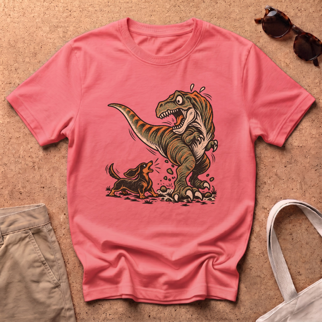 Dachshund Dino T-Shirt - Coral Silk