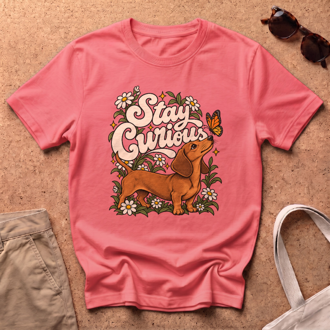 Stay Curious T-Shirt - Coral Silk