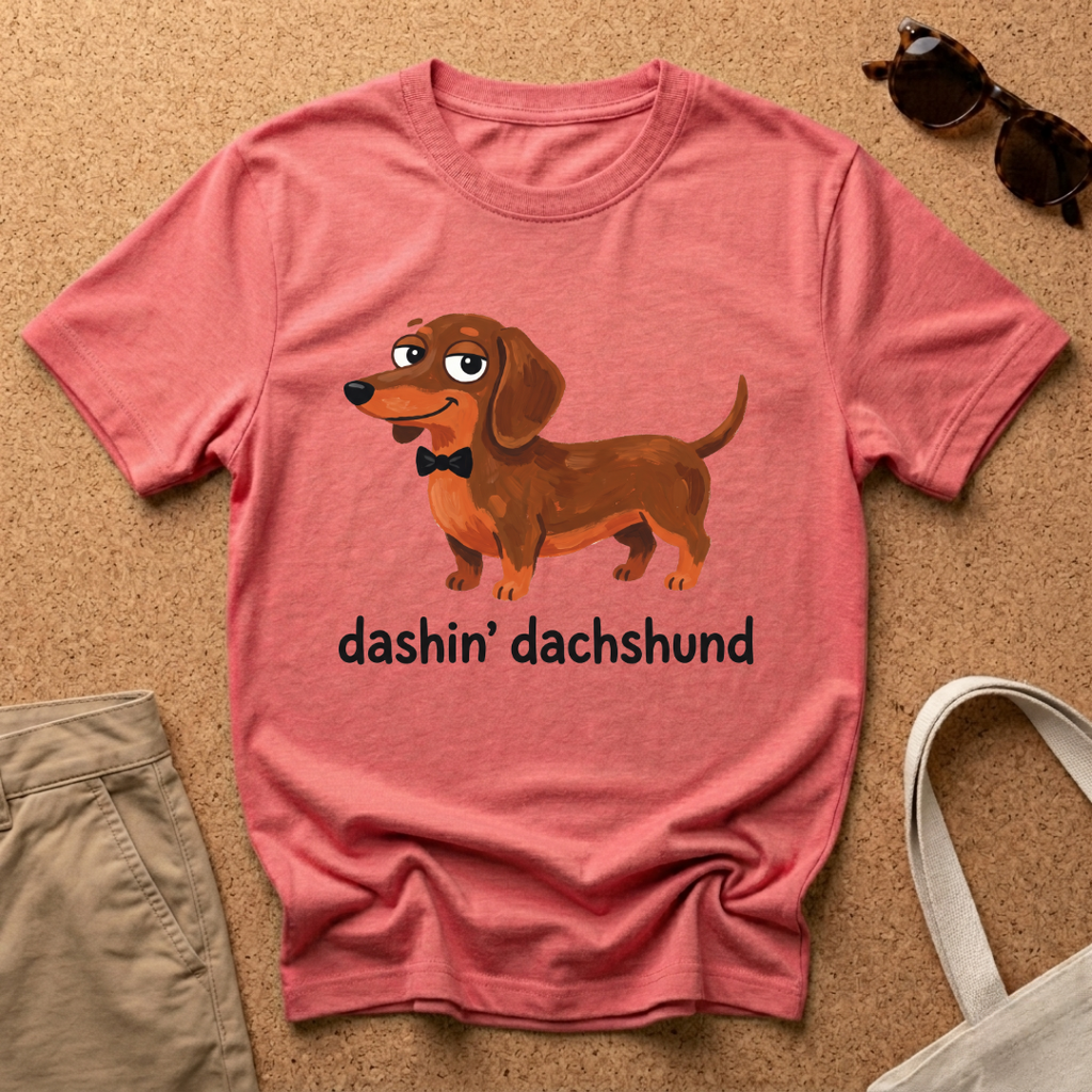 Dashin Dachshund Cartoon T-Shirt