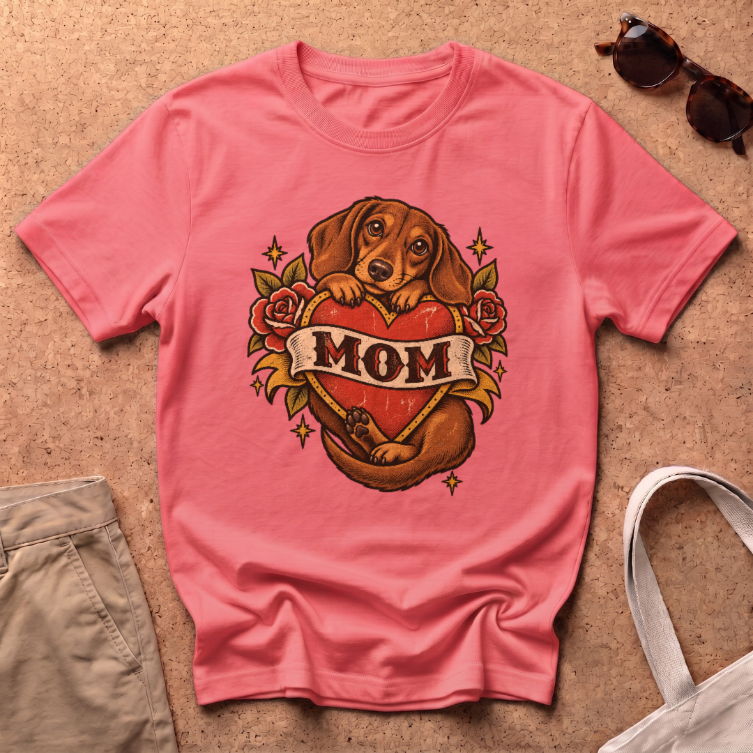 Mom Tattoo T-Shirt - Coral Silk