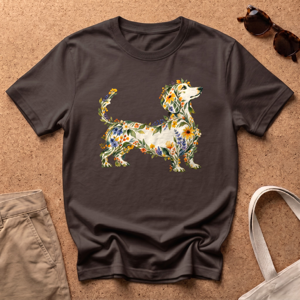 Wildflower Dachshund T-Shirt - Dark Chocolate