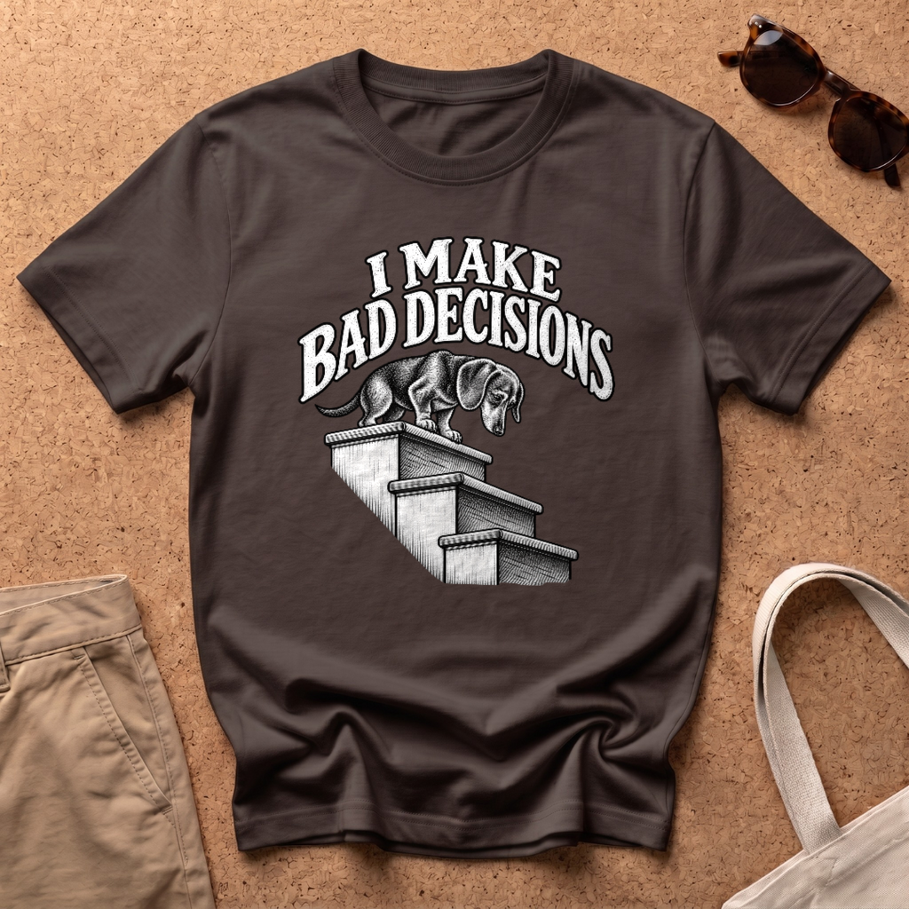 Bad Decisions Stairs T-Shirt - Dark Chocolate