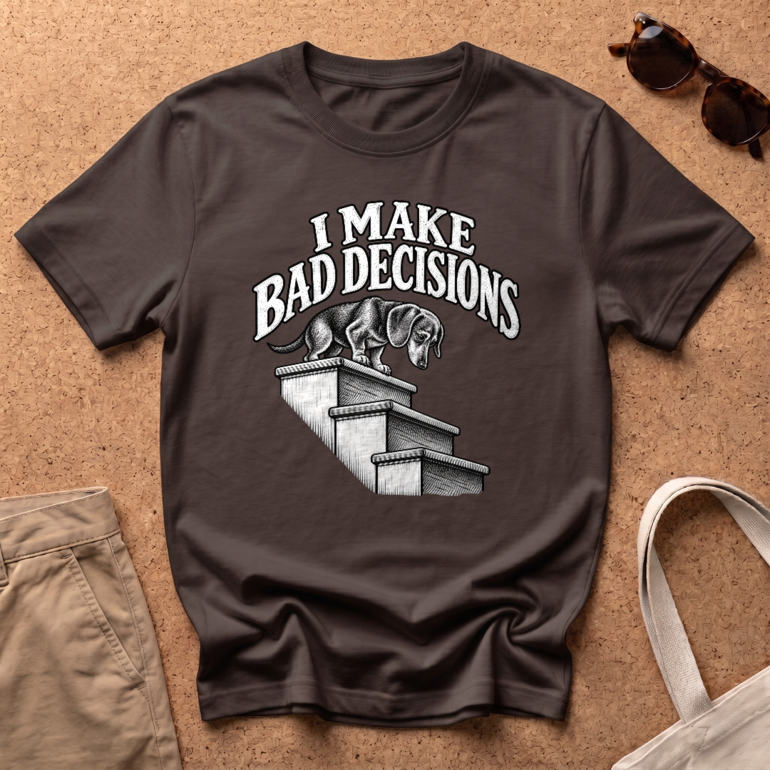 Bad Decisions Stairs T-Shirt - Dark Chocolate