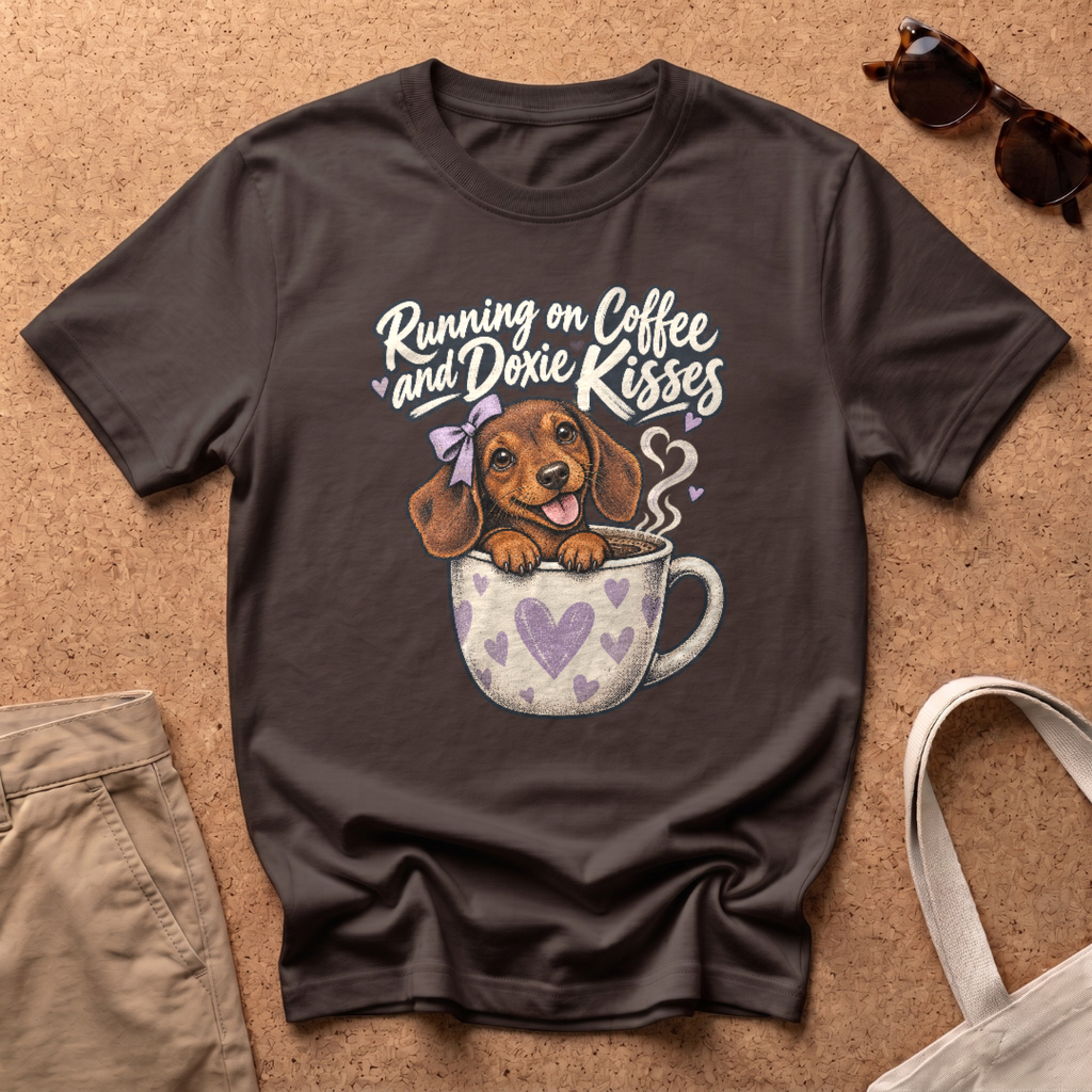 Coffee Doxie Kisses T-Shirt - Dark Chocolate