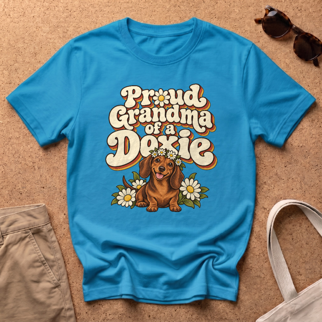 Proud Grandma T-Shirt - Heather Sapphire