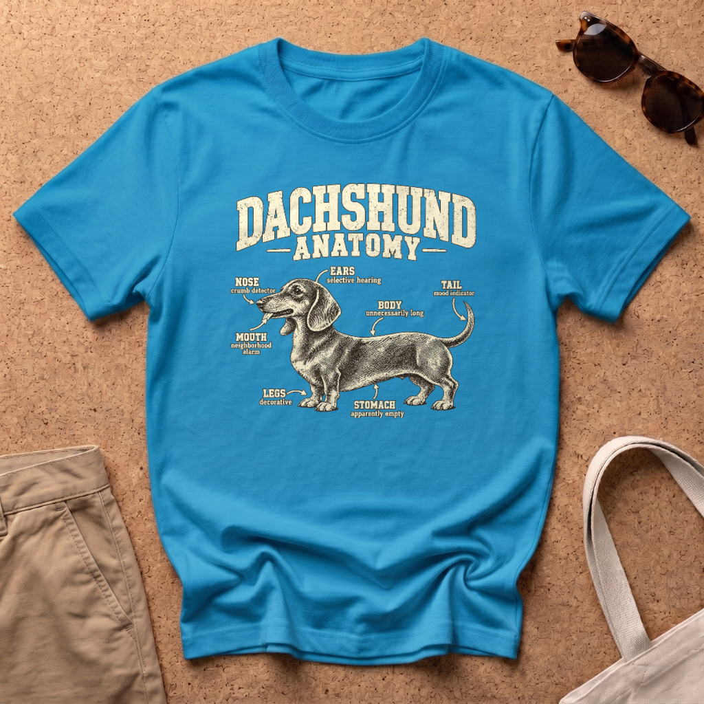 Dachshund Anatomy T-Shirt - Heather Sapphire