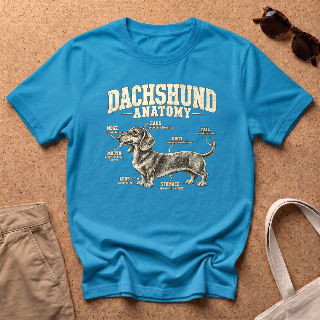 Dachshund Anatomy T-Shirt - Heather Sapphire