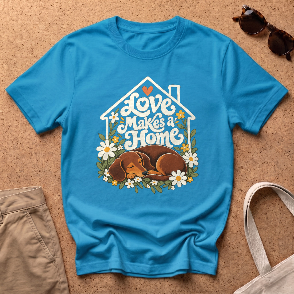 Love Makes Home T-Shirt - Heather Sapphire