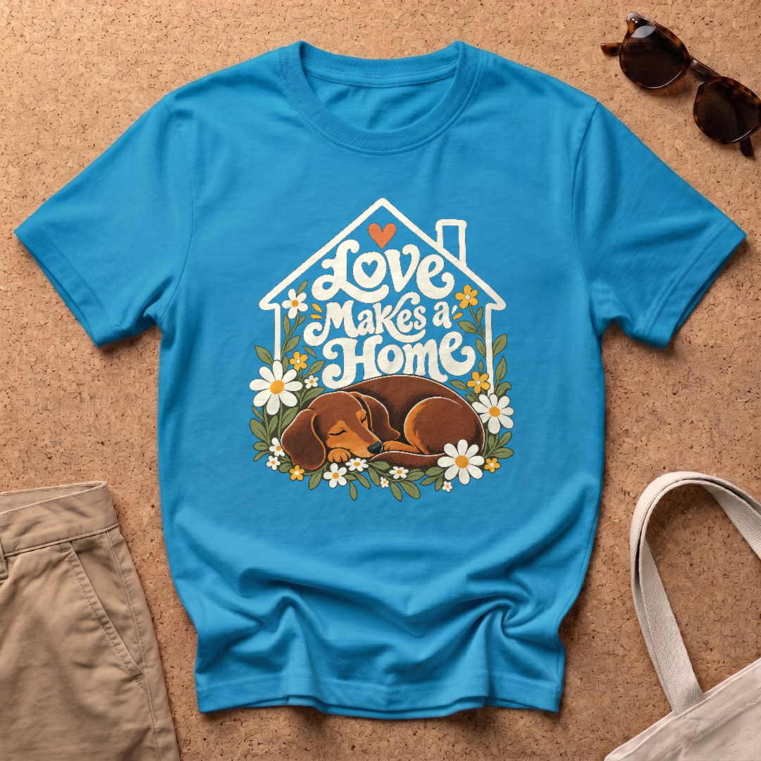 Love Makes Home T-Shirt - Heather Sapphire