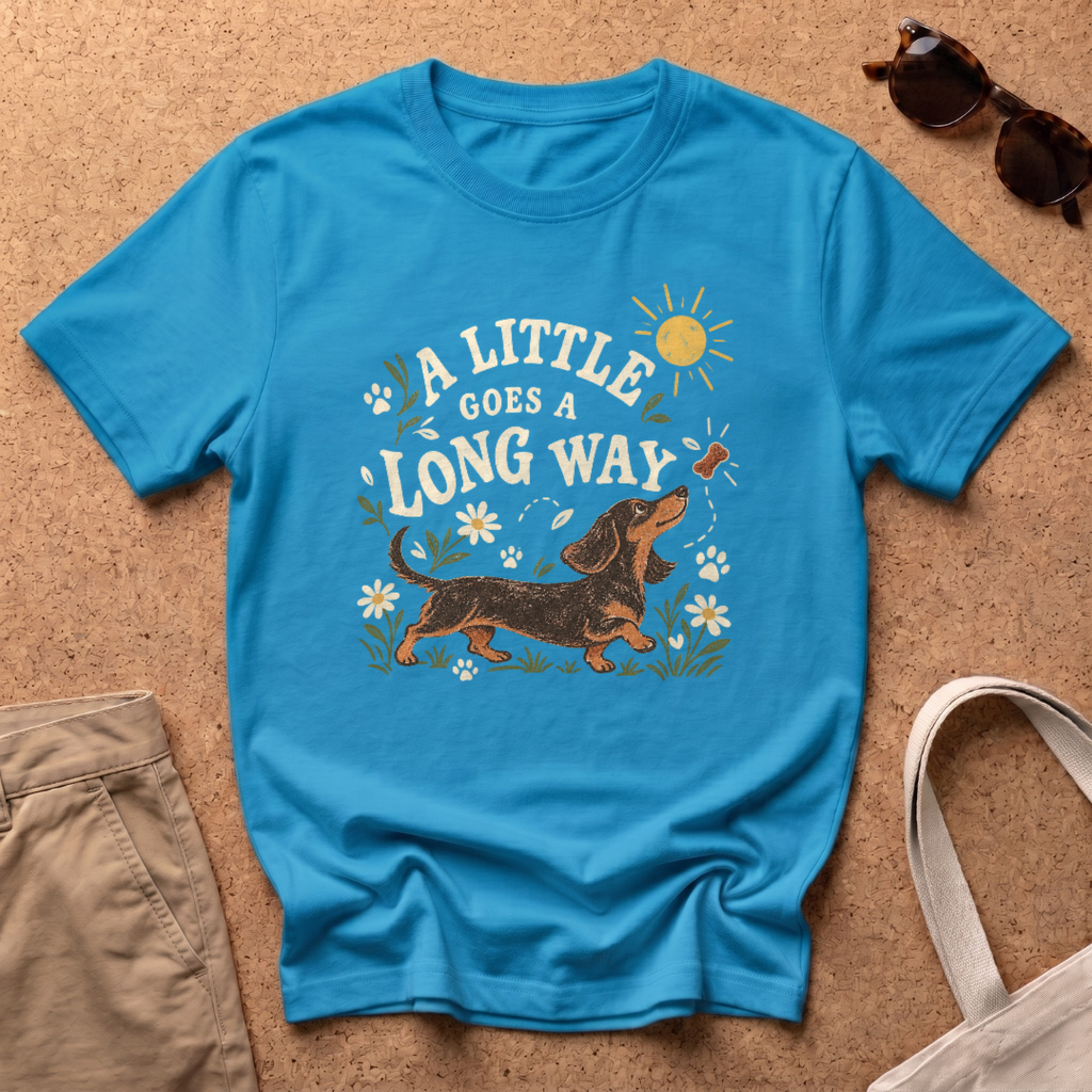 Long Way Dachshund T-Shirt - Heather Sapphire