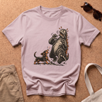 Dachshund Vs Kaiju T-Shirt - Light Pink