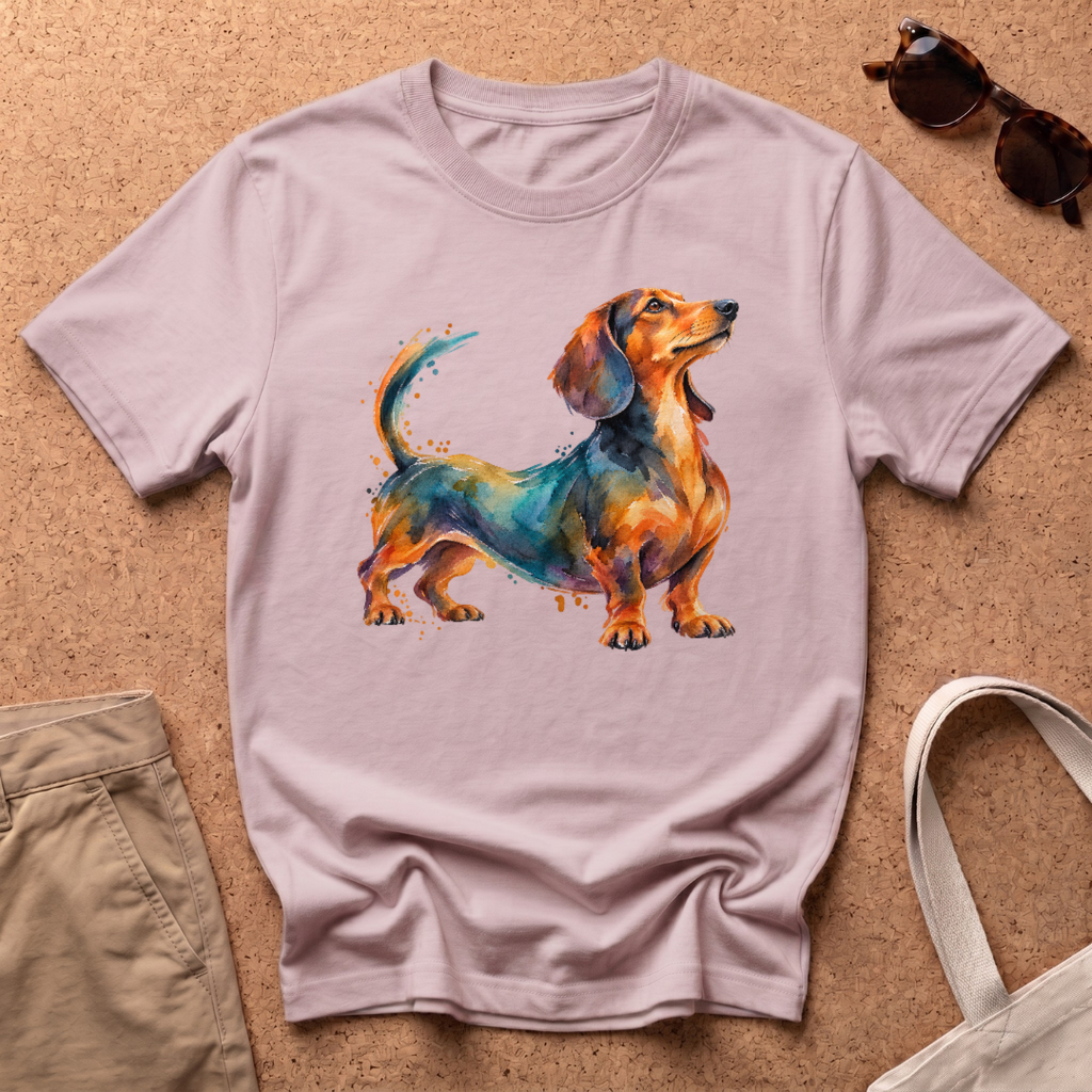 Dachshund Portrait T-Shirt - Light Pink