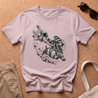 Dachshund Space Sprint T-Shirt - Light Pink