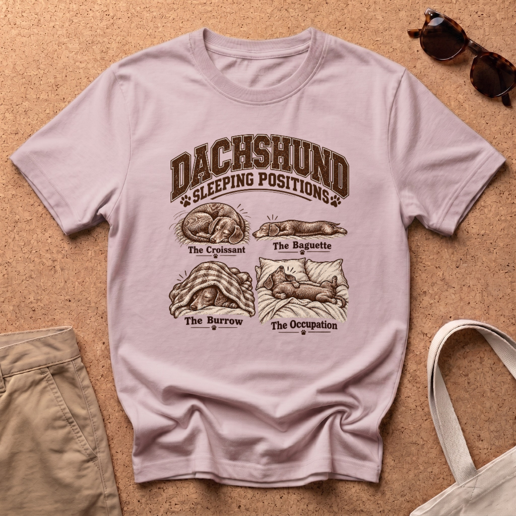 Dachshunds Sleeping T-Shirt - Light Pink