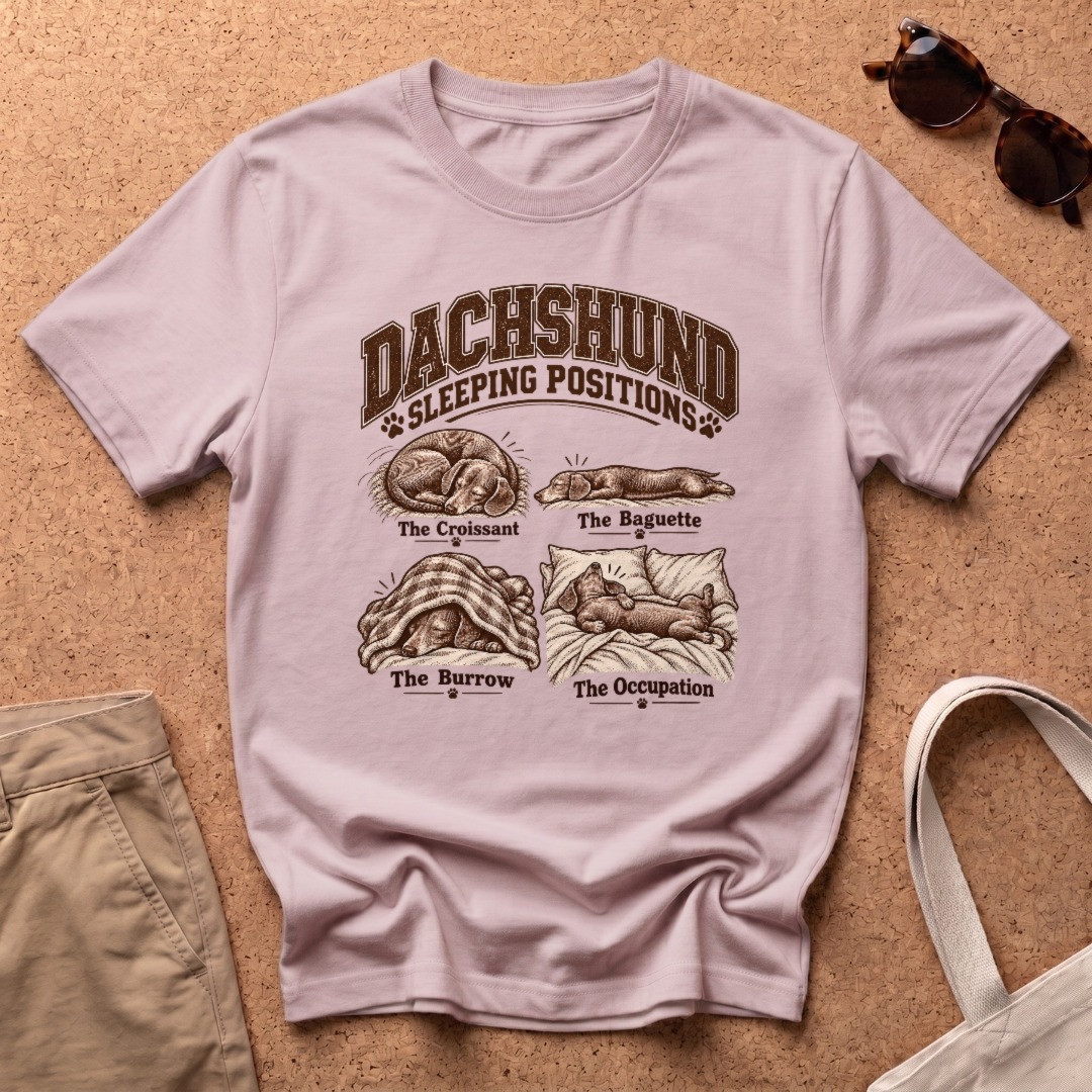 Dachshunds Sleeping T-Shirt - Light Pink
