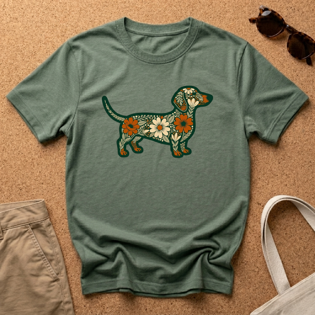 Dachshund Floral Patch T-Shirt