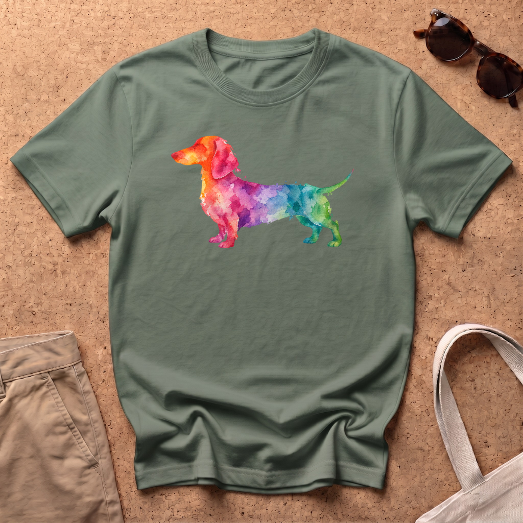 Watercolour Dog T-Shirt - Military Green