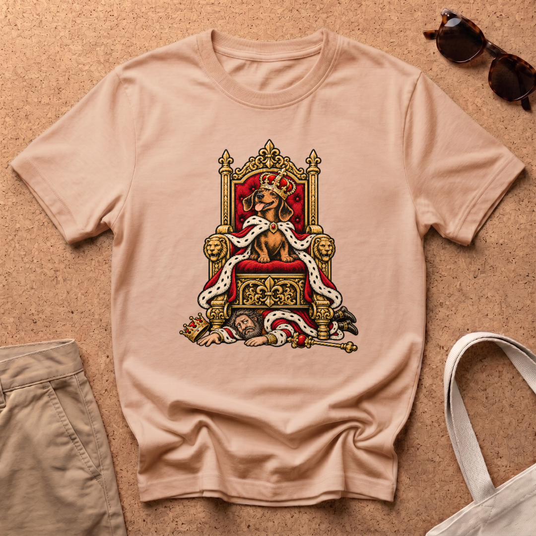 Dachshund Throne T-Shirt - Natural