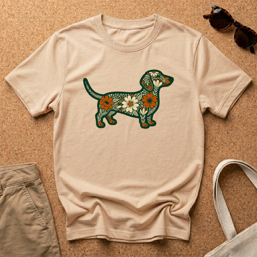 Dachshund Floral Patch T-Shirt