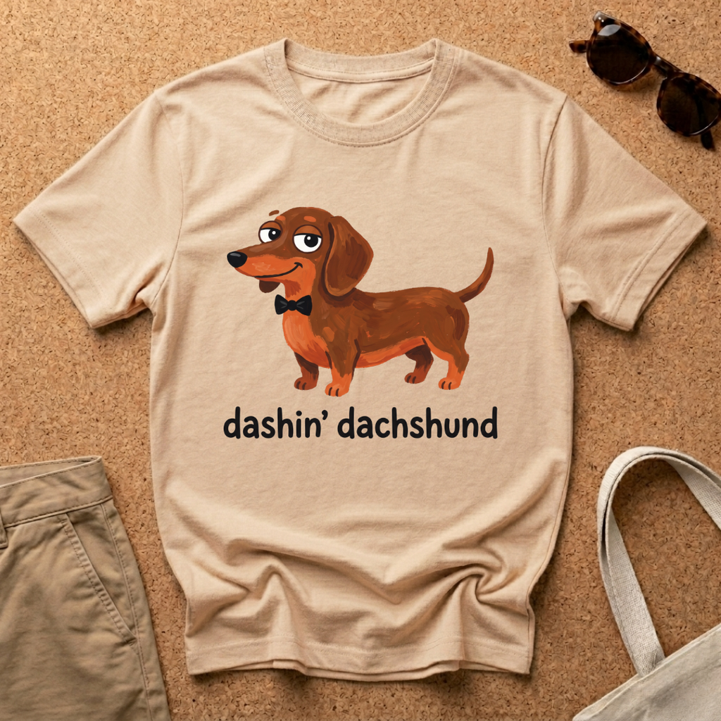 Dashin Dachshund Cartoon T-Shirt