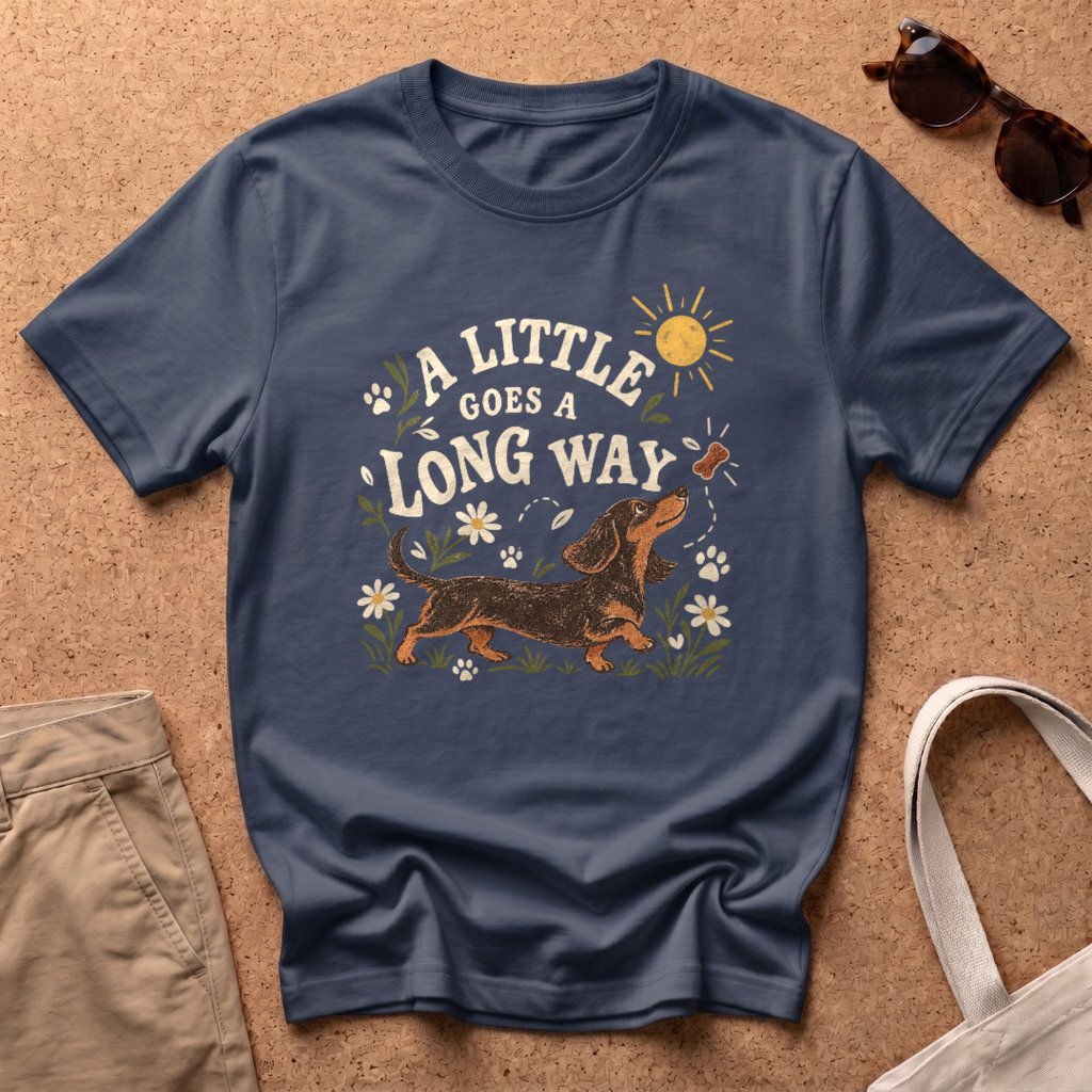 Long Way Dachshund T-Shirt - Navy