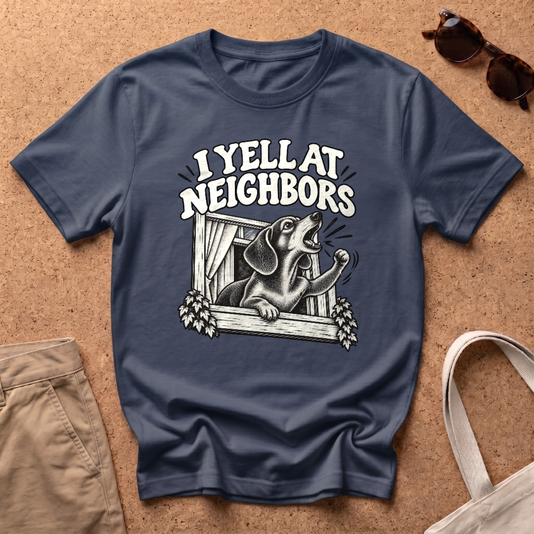 Barking Dachshund Window T-Shirt - Navy