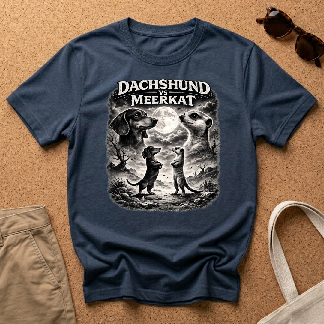 Dachshund vs Meerkat BW T-Shirt